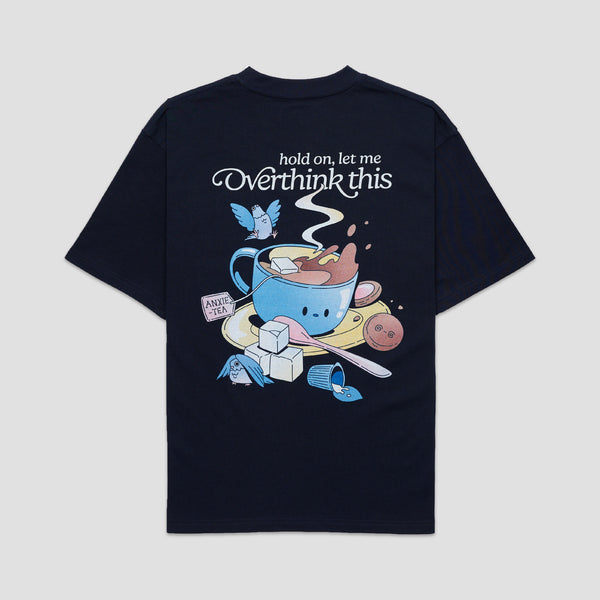 Brewing Anxie-Tea Oversized Tee - Space Blue